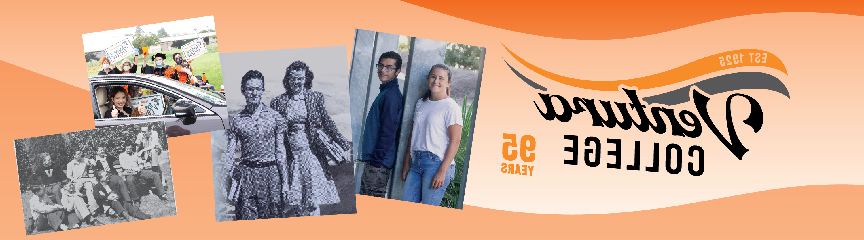 ventura college logo with historical photos of students